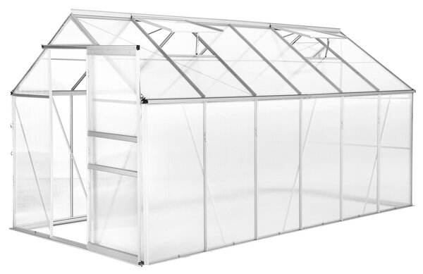 Tectake Skleník z hliníku, UV-odolný, 185x375x195cm - průhledná