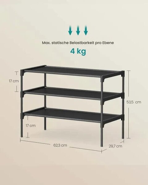 REGÁL NA BOTY, černá, 62,3/53,5/29,7 cm Boxxx - Online Only šatny & botníky, Online Only