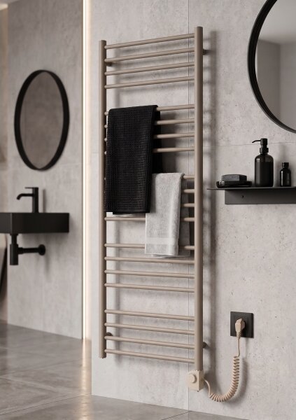 Vertaduro - Koupelnový radiátor s termostatem SIMONE 600W 144x50 cm taupe