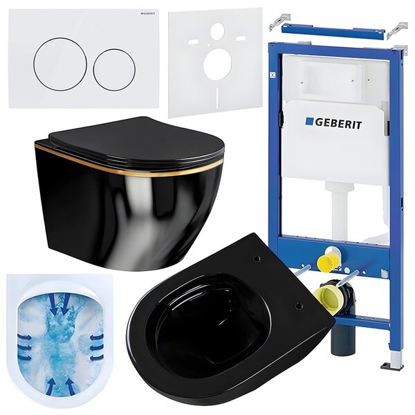 BPS-koupelny Podomítkový modul Geberit DuoFix s WC mísou MU-BL-GL-RIM-03 + ovládací tlačítko Delta 20 bílá