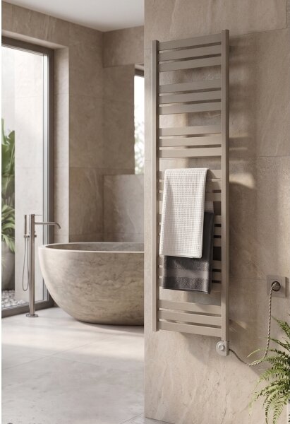 Vertaduro - Koupelnový radiátor s termostatem LUCY 800W 177x50 cm taupe