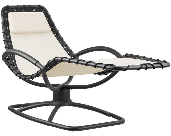 Tectake Zahradní lehátko Toulon, ergonomické, funkce houpání - béžová, Sada 2 kusů