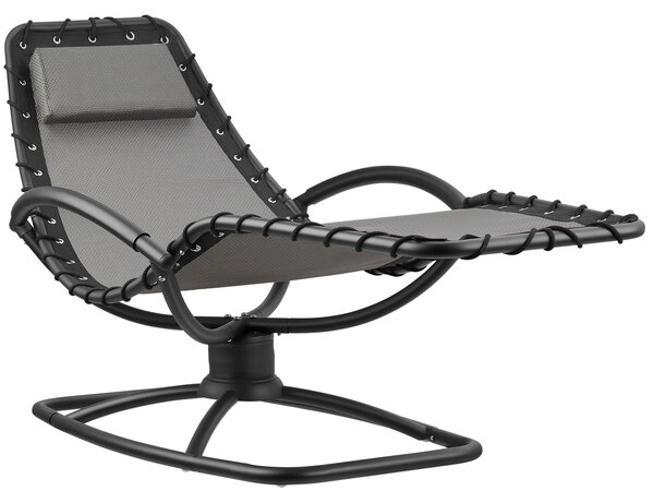 Tectake Zahradní lehátko Toulon, ergonomické, funkce houpání - šedá, Sada 2 kusů
