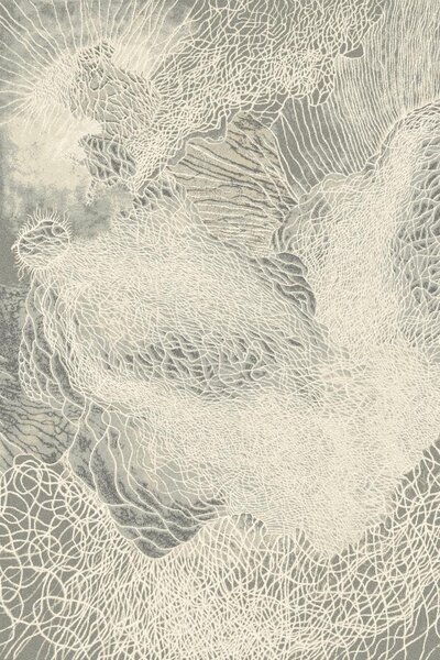 Agnella moderní vlněný koberec Isfahan Dew Len Abstraktní béžový šedý Rozměr: 133x180 cm