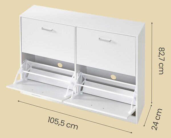 VYKLÁPĚCÍ BOTNÍK, bílá, 105,5/82,7/24 cm Boxxx - Online Only šatny & botníky, Online Only