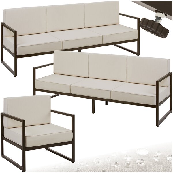 Tectake Zahradní lounge set Comosa pro 7 osob, XXL-polstrování - hnědá/béžová