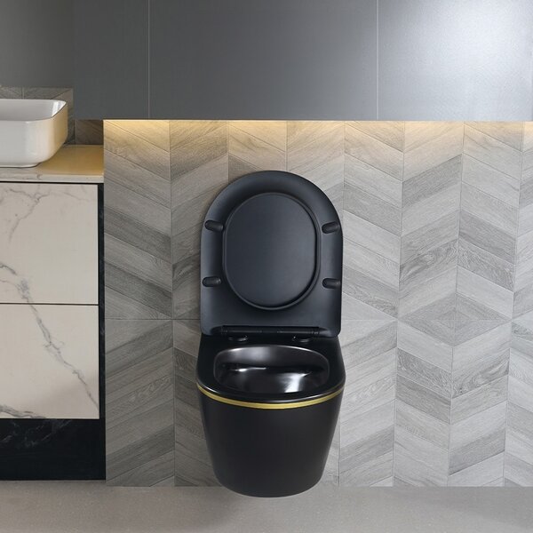 BPS-koupelny Podomítkový modul Geberit DuoFix s WC mísou PK-MTB-GL-RIM-03 + ovládací tlačítko Delta 50 černá lesk