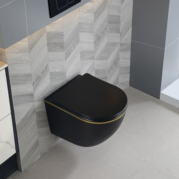 BPS-koupelny Podomítkový modul Geberit DuoFix s WC mísou PK-MTB-GL-RIM-03 + ovládací tlačítko Delta 50 černá lesk