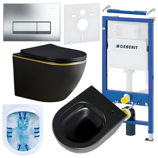 BPS-koupelny Podomítkový modul Geberit DuoFix s WC mísou PK-MTB-GL-RIM-03 + ovládací tlačítko Delta 50 chrom