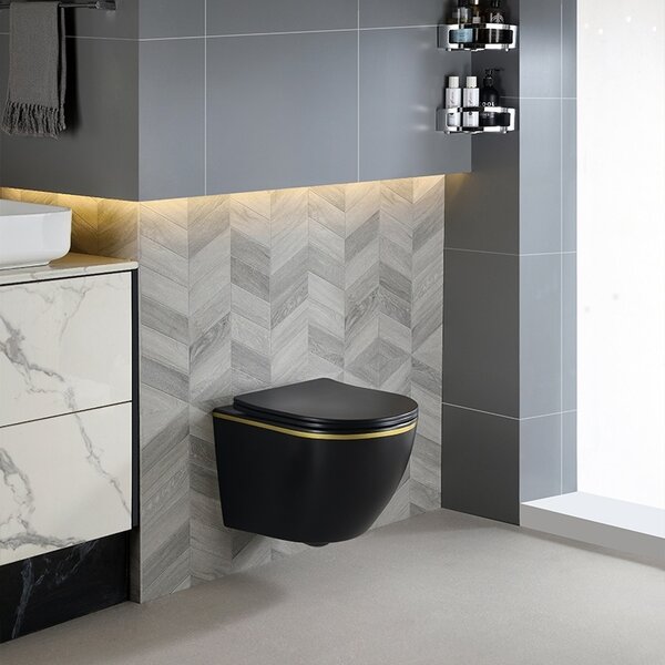 BPS-koupelny Podomítkový modul Geberit DuoFix s WC mísou PK-MTB-GL-RIM-03 + ovládací tlačítko Delta 50 černá lesk