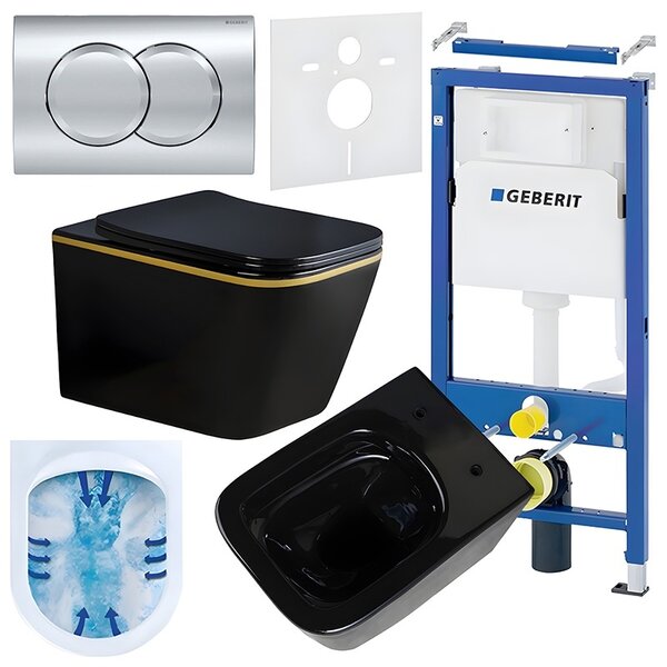 BPS-koupelny Podomítkový modul Geberit DuoFix s WC mísou RN-BL-GL-RIM-03 + ovládací tlačítko Delta 01 chrom