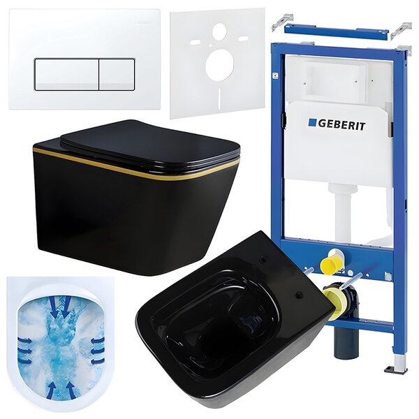 BPS-koupelny Podomítkový modul Geberit DuoFix s WC mísou RN-BL-GL-RIM-03 + ovládací tlačítko Delta 50 bílá
