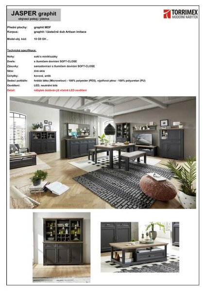 Nábytek do obývacího pokoje a jídelny JASPER graphit "dining room III."