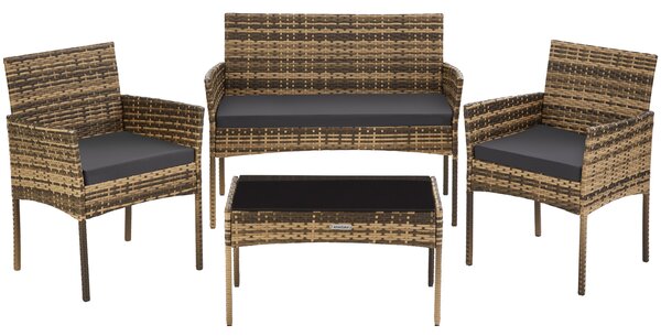 Tectake Ratanová zahradní sada Palese pro 4 osoby - přírodní