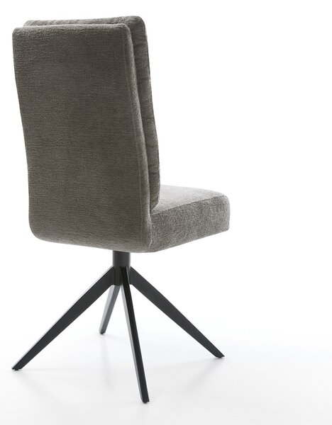 DELIFE Jídelní židle Pela-Flex bouclé měkký tmavě béžová křížová podnož široká černá 360° otočná houpací funkce taštičkové pružiny