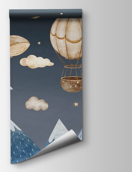 Fototapeta Velryba a horkovzdušný balón na obloze, Mořské fototapety, Populární fototapety, w03672v1 - Tapeko.co.cz