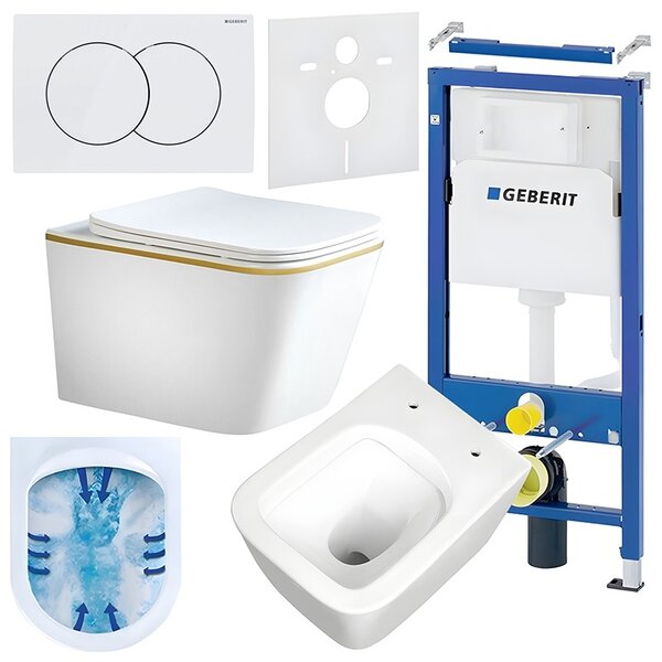 BPS-koupelny Podomítkový modul Geberit DuoFix s WC mísou RN-WH-GL-RIM-03 + ovládací tlačítko Delta 01 bílá
