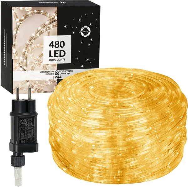 LED světelná hadice - 20m, 480LED, 8 funkcí, paměť, IP44, teplá bílá