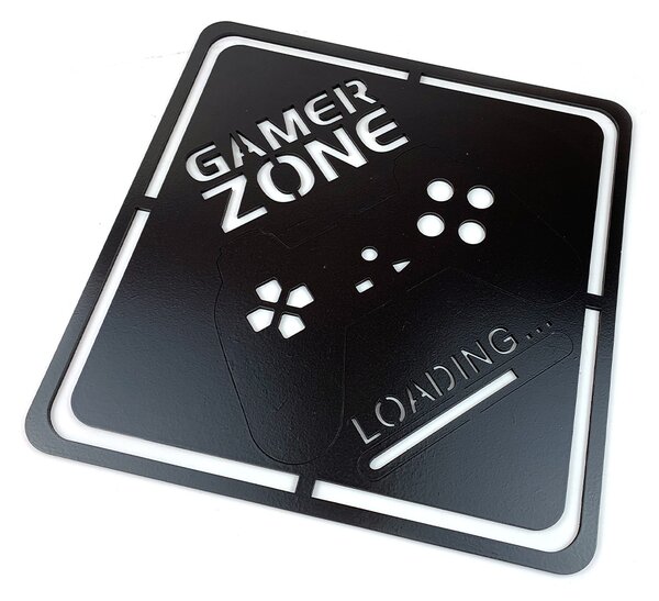 Dřevěná nástěnná dekorace Gamer Zone černé