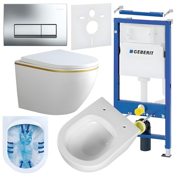 BPS-koupelny Podomítkový modul Geberit DuoFix s WC mísou PK-WH-GL-RIM-02 + ovládací tlačítko Delta 50 chrom