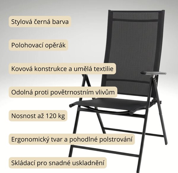 Vikio Zahradní polohovací židle V130 černá