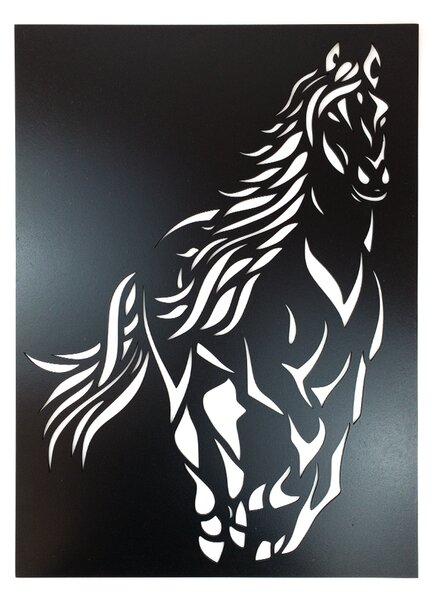 Dřevěná nástěnná dekorace Černý kůň