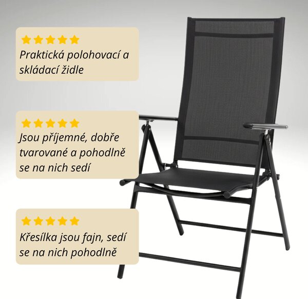 Vikio Zahradní polohovací židle V130 černá