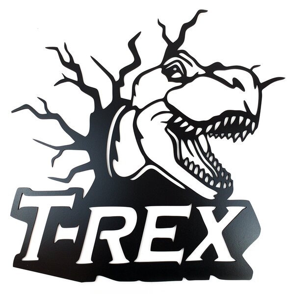 Dřevěná nástěnná dekorace Dinosaurus T-REX černý