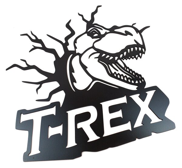 Dřevěná nástěnná dekorace Dinosaurus T-REX černý