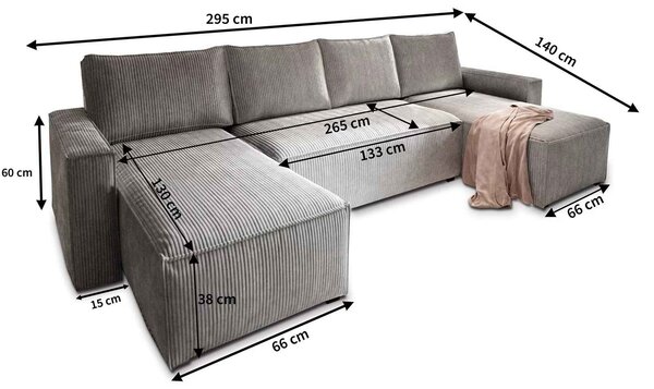 Béžová sedací souprava do U SMART COSARO 295x140 cm