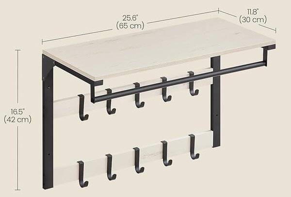 Nástěnný věšák s policí RACKLY 65x30 cm, krémový