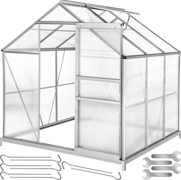 Tectake Hliníkový skleník se základem, UV-odolný - průhledná