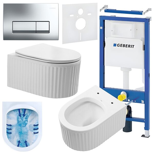 BPS-koupelny Podomítkový modul Geberit DuoFix s WC mísou LA-WH-RIM-03 + ovládací tlačítko Delta 50 chrom
