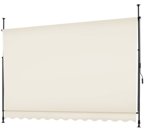 Tectake Upínací markýza s ruční klikou, výškově nastavitelná - 300 x 180 cm, béžová