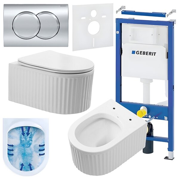 BPS-koupelny Podomítkový modul Geberit DuoFix s WC mísou LA-WH-RIM-03 + ovládací tlačítko Delta 01 chrom