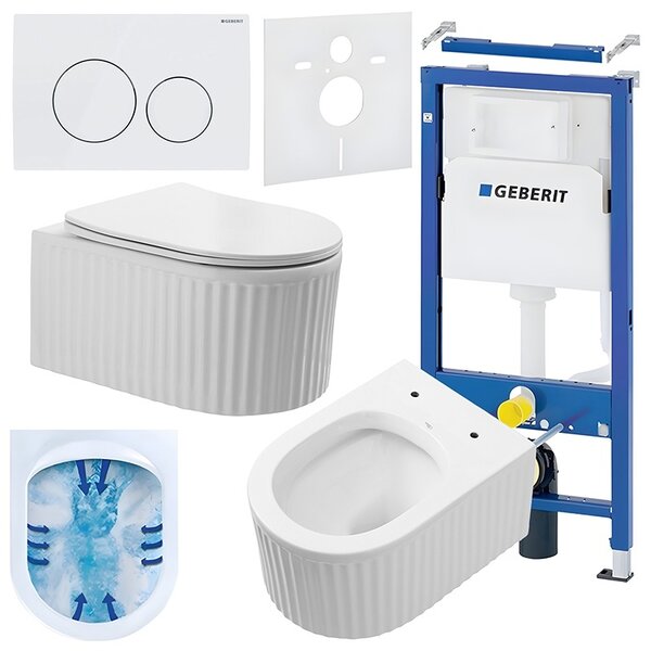 BPS-koupelny Podomítkový modul Geberit DuoFix s WC mísou LA-WH-RIM-03 + ovládací tlačítko Delta 20 bílá
