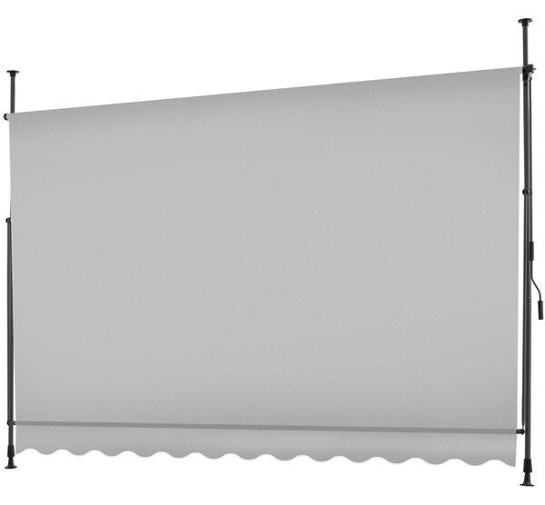 Tectake Upínací markýza s ruční klikou, výškově nastavitelná - 300 x 180 cm, světle šedá