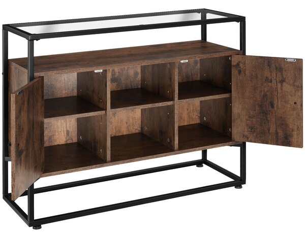 Tectake Komoda Oldham 100x38x80,5cm - Industriální dřevo tmavé, rustikální
