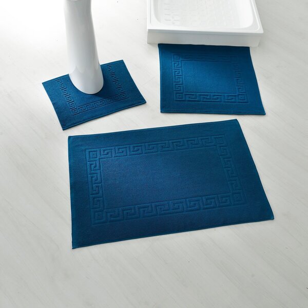 Blancheporte Koupelnová předložka s řeckým vzorem paví modrá obdélník 50x70cm