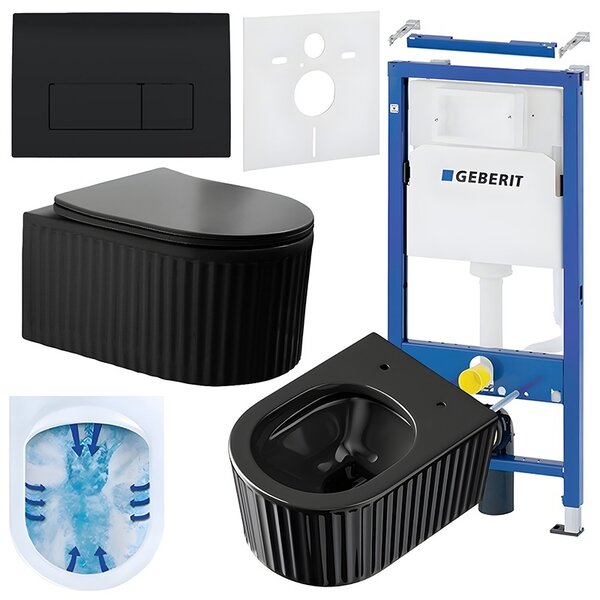 BPS-koupelny Podomítkový modul Geberit DuoFix s WC mísou LA-BL-RIM-03 + ovládací tlačítko Delta 50 černá lesk