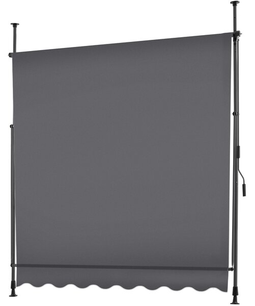 Tectake Upínací markýza s ruční klikou, výškově nastavitelná - 200 x 180 cm, černá/šedá