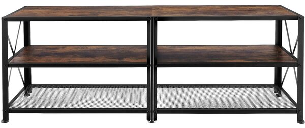 Tectake Televizní stolek - 141 cm, Industriální dřevo tmavé, rustikální