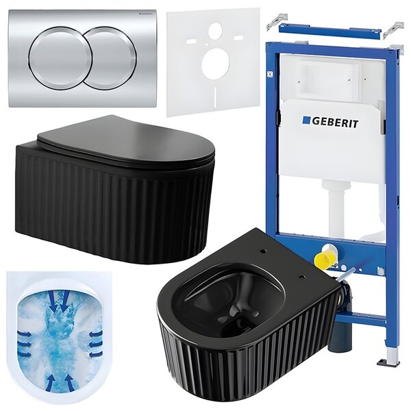 BPS-koupelny Podomítkový modul Geberit DuoFix s WC mísou LA-BL-RIM-03 + ovládací tlačítko Delta 01 chrom