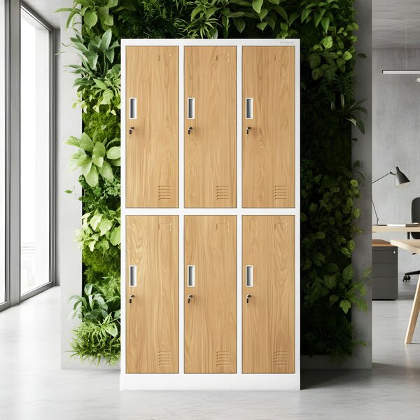 Sociální pracovní skříň bílá/zlatý dub: Eco Design 6-dveřová IGOR