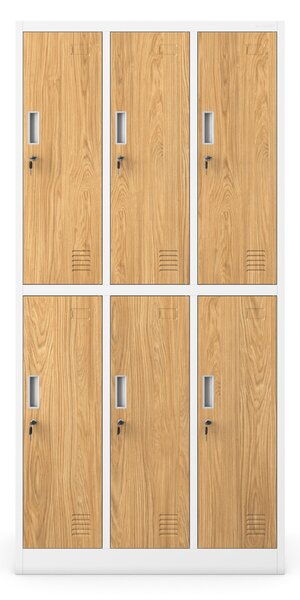 Sociální pracovní skříň bílá/zlatý dub: Eco Design 6-dveřová IGOR
