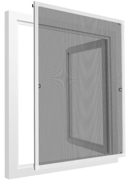Tectake Sítě proti hmyzu s hliníkovým rámem do oken - 80 x 100 cm, bílá
