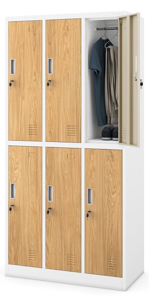 Sociální pracovní skříň bílá/zlatý dub: Eco Design 6-dveřová IGOR