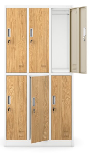 Sociální pracovní skříň bílá/zlatý dub: Eco Design 6-dveřová IGOR