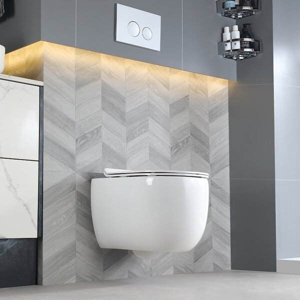 BPS-koupelny Podomítkový modul Geberit DuoFix s WC mísou LE-WH-TR-01 + ovládací tlačítko Delta 50 černá lesk