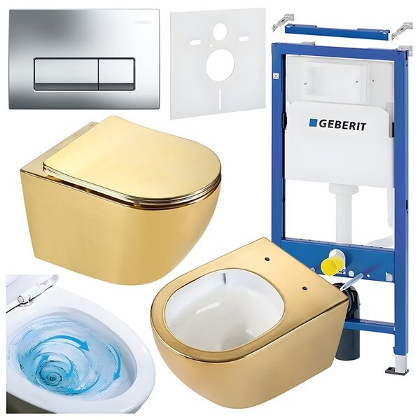BPS-koupelny Podomítkový modul Geberit DuoFix s WC mísou MU-GL-WH-TR-03 + ovládací tlačítko Delta 50 chrom